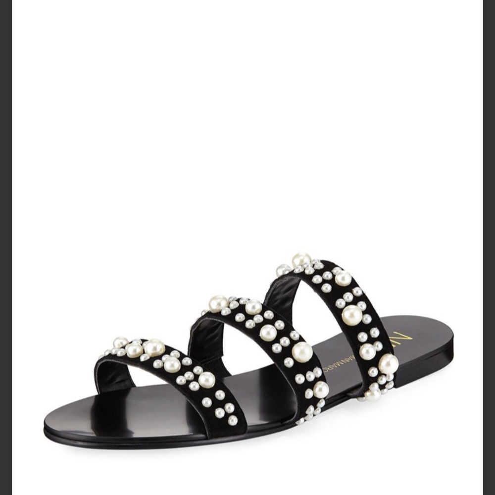 Neiman Marcus Prince Pearl Sandals Black NEW
